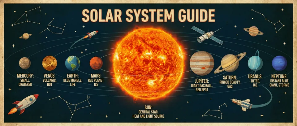 Education infographic example: Meet the solar system